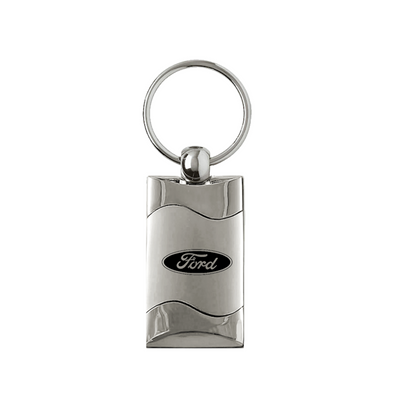 Ford Rectangular Wave Key Fob in Silver