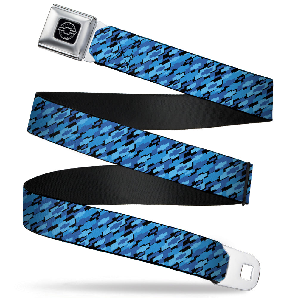 Retro Chevy Stacked Bowties Black & Blue Seatbelt Belt