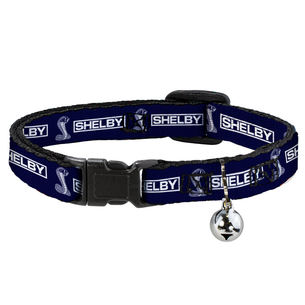 Shelby Super Snake Cobra Blue & White Cat Collar Breakaway with Bell - Narrow Fits 8.5-12"