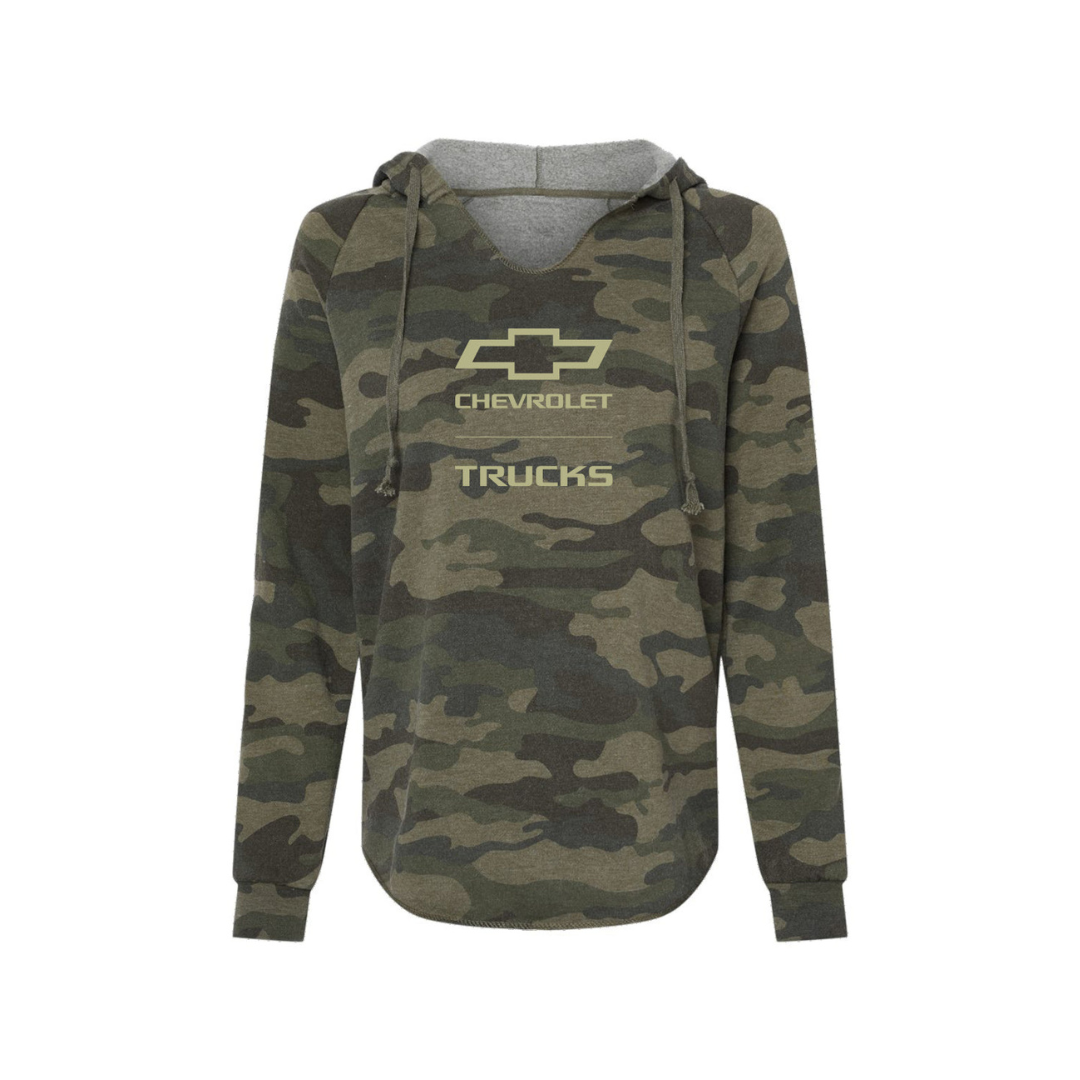 General Motors Trucks Bowtie Women’s Lightweight Camo Hoodie Sweatshirt