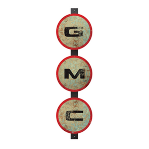 GMC Circle Sign Metal Print With Holes 15"x36"