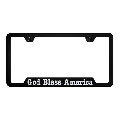 God Bless America Cut-Out Frame - Laser Etched Black