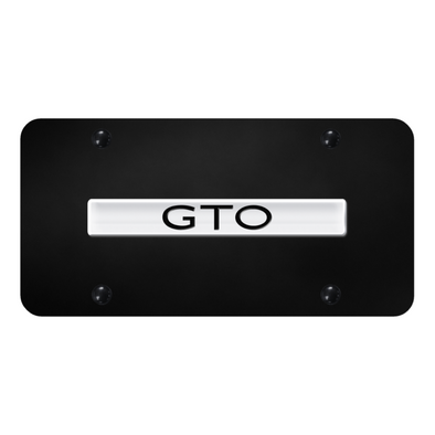 GTO Script License Plate - Chrome on Black