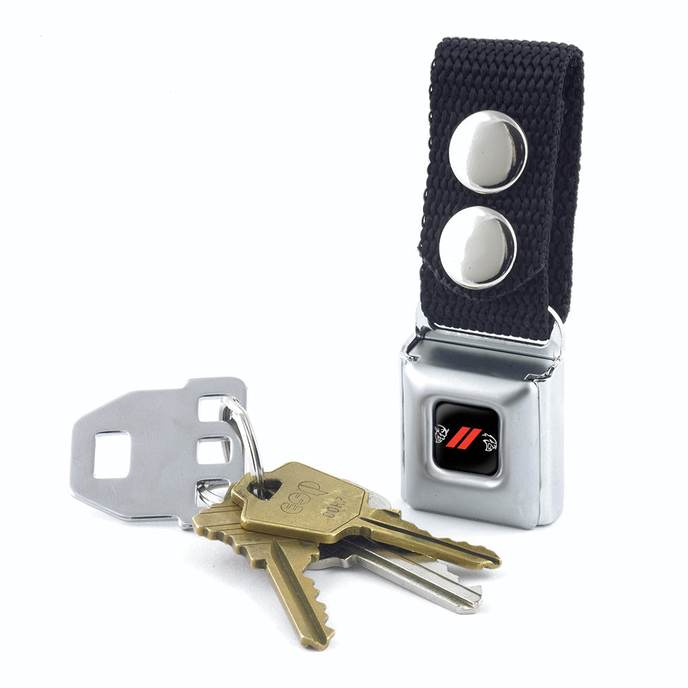 Keychain - Dodge Rhombus Stripe Demon-Hellcat Icon Full Color Black Red White - Black