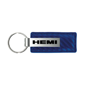 Hemi Carbon Fiber Leather Key Fob in Blue