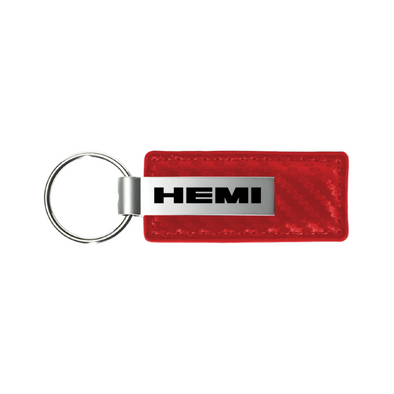 Hemi Carbon Fiber Leather Key Fob in Red
