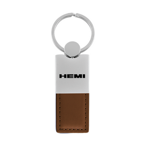 Hemi Duo Leather / Chrome Key Fob in Brown