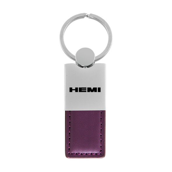 Hemi Duo Leather / Chrome Key Fob in Purple