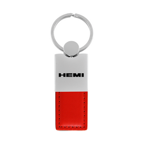 Hemi Duo Leather / Chrome Key Fob in Red