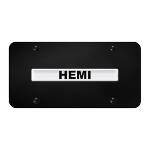 Hemi Name License Plate - Chrome on Black
