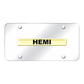 Hemi Name License Plate - Gold on Mirrored