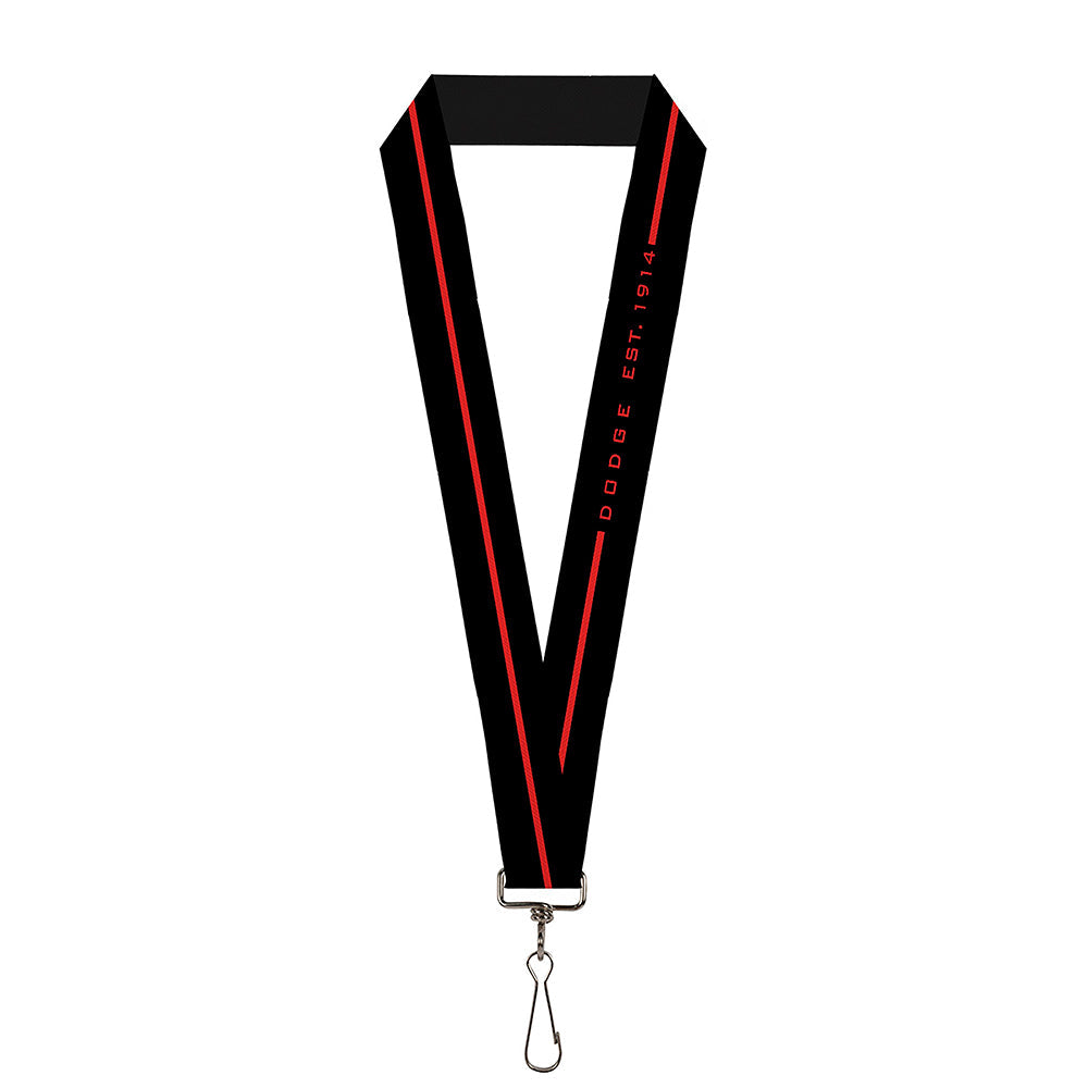 Dodge 100th Anniversary Logo Black & Red Stripe Lanyard - 1.0"