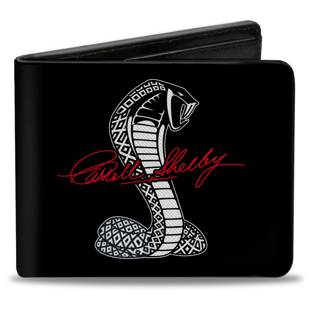 Shelby Cobra With Carroll Shelby Script Black Bi-Fold Wallet