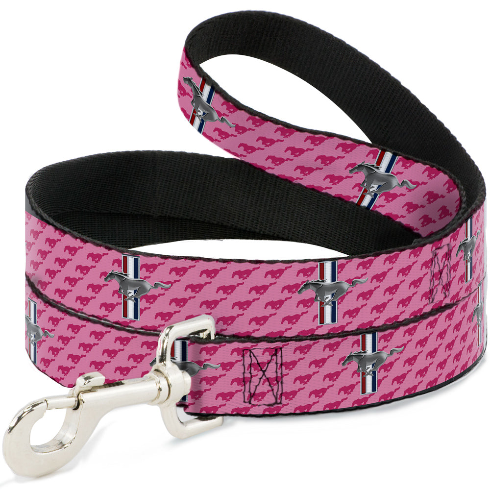 Ford Mustang Tri-Bar w/Text Pink Logo Dog Leash