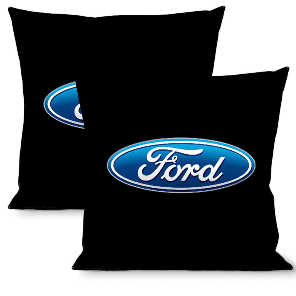 Ford Oval Logo Black & Blue Throw Pillow