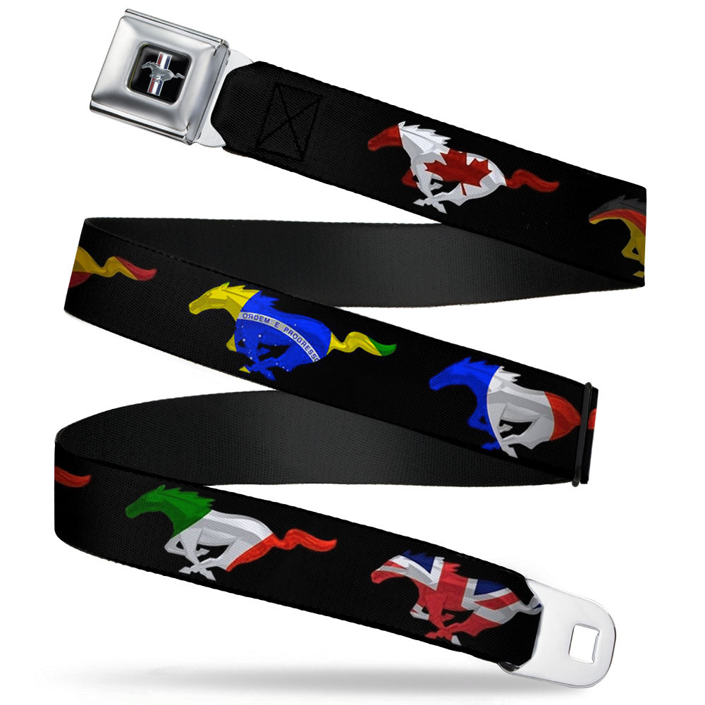 Ford Mustang Emblem International Flags Seatbelt Belt