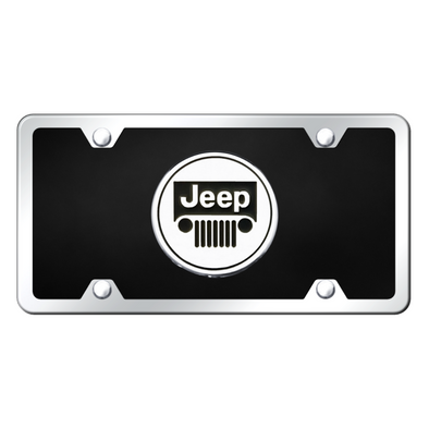 Jeep Acrylic License Plate Kit - Chrome on Black