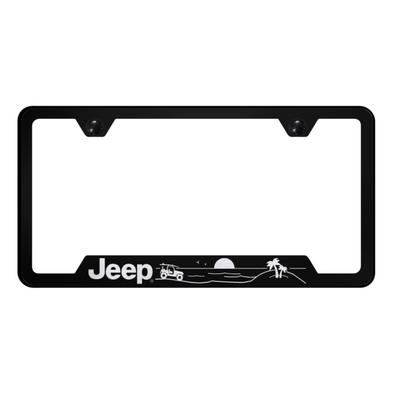 Jeep Beach Cut-Out Frame - Laser Etched Black