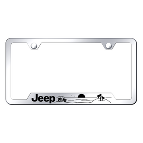 Jeep Beach Cut-Out Frame - Laser Etched Mirrored