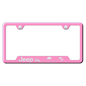 Jeep Beach Cut-Out Frame - Laser Etched Pink