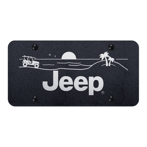 Jeep Beach License Plate - Laser Etched Rugged Black