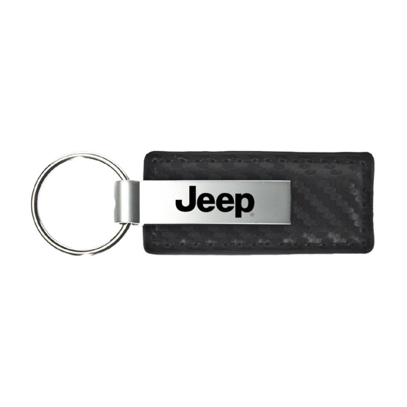 Jeep Carbon Fiber Leather Key Fob in Black