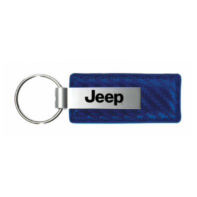 Jeep Carbon Fiber Leather Key Fob in Blue