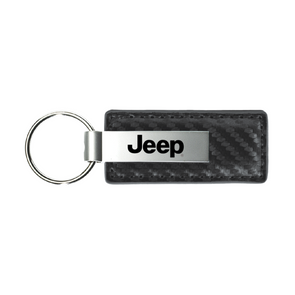 Jeep Carbon Fiber Leather Key Fob in Gun Metal