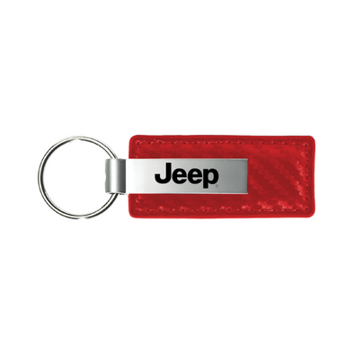 Jeep Carbon Fiber Leather Key Fob in Red