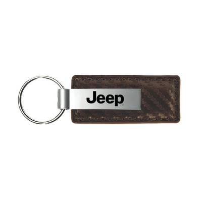 Jeep Carbon Fiber Leather Key Fob in Taupe