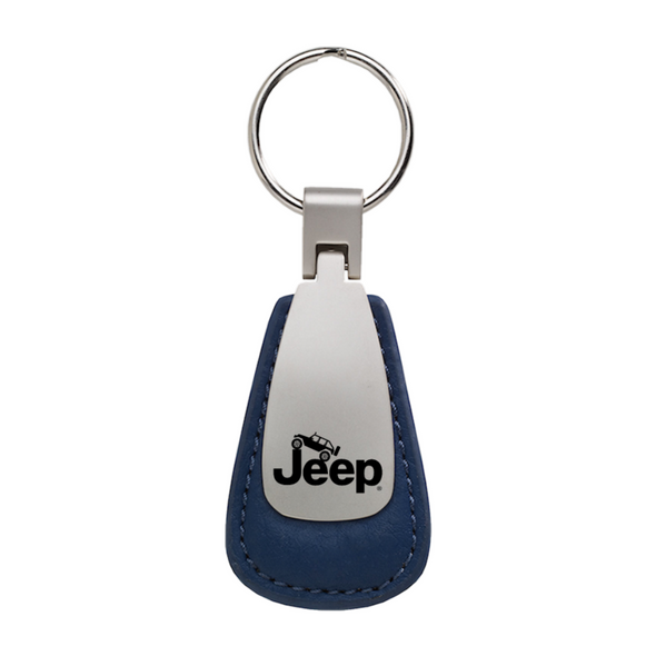 Jeep Climbing Leather Teardrop Key Fob in Blue