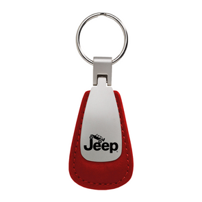 Jeep Climbing Leather Teardrop Key Fob in Red