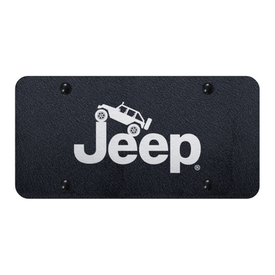 jeep-climbing-license-plate-laser-etched-rugged-black