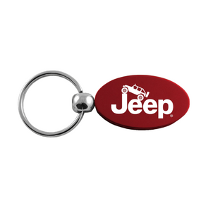 Jeep Climbing Oval Key Fob in Burgundy