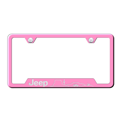 Jeep Desert Cut-Out Frame - Laser Etched Pink
