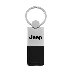 Jeep Duo Leather / Chrome Key Fob in Black