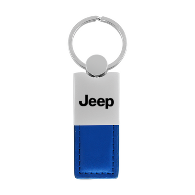 Jeep Duo Leather / Chrome Key Fob in Blue