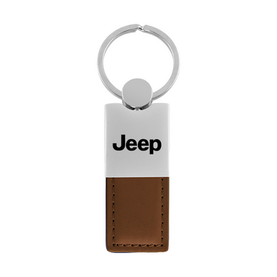 Jeep Duo Leather / Chrome Key Fob in Brown