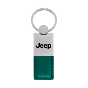 Jeep Duo Leather / Chrome Key Fob in Green