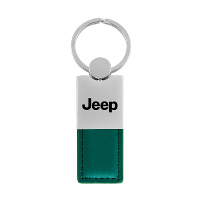 jeep-duo-leather-chrome-key-fob-green-37642-classic-auto-store-online