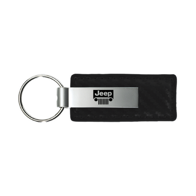 Jeep Grill Carbon Fiber Leather Key Fob in Black