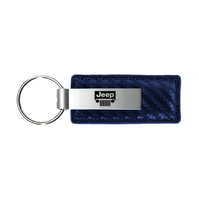 Jeep Grill Carbon Fiber Leather Key Fob in Navy