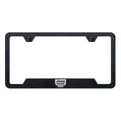Jeep Grill Cut-Out Frame - Laser Etched Rugged Black