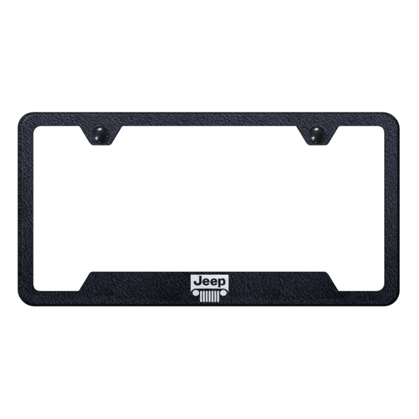 Jeep Grill Cut-Out Frame - Laser Etched Rugged Black