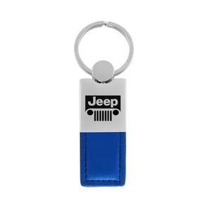 Jeep Grill Duo Leather / Chrome Key Fob in Blue