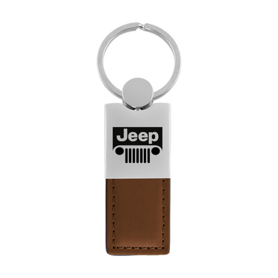 jeep-grill-duo-leather-chrome-key-fob-brown-39699-classic-auto-store-online