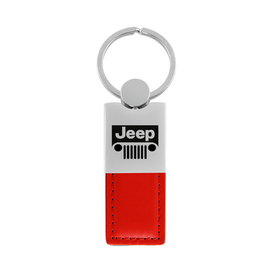 jeep-grill-duo-leather-chrome-key-fob-red-38288-classic-auto-store-online