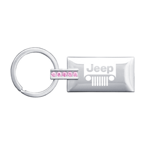 Jeep Grill Jeweled Rectangular Key Fob in Pink