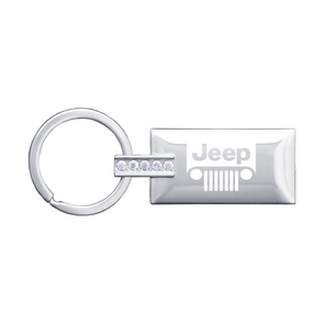 Jeep Grill Jeweled Rectangular Key Fob in Silver