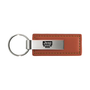 Jeep Grill Leather Key Fob in Brown